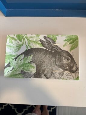 Botanical Rabbit Decorative Porcelain Tray Platter Catchall Entryway Decor